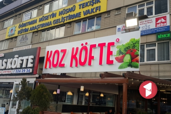 Koz Köfte kırmızı kutu harfli tabela