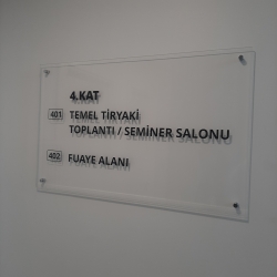 Şeffaf kat ve kapı tabelaları